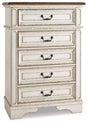 Ashley Chipped White Realyn Chest | Home Elegance USA