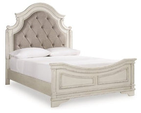 Ashley Chipped White Realyn B743B2 Queen Upholstered Panel Bed | Home Elegance USA