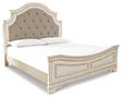 Ashley Chipped White Realyn B743B7 California King Upholstered Panel Bed | Home Elegance USA