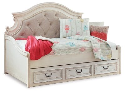 Ashley Chipped White Realyn B743B15 Twin Day Bed with 1 Large Storage Drawer - B743B15 - Home Elegance USA - 1