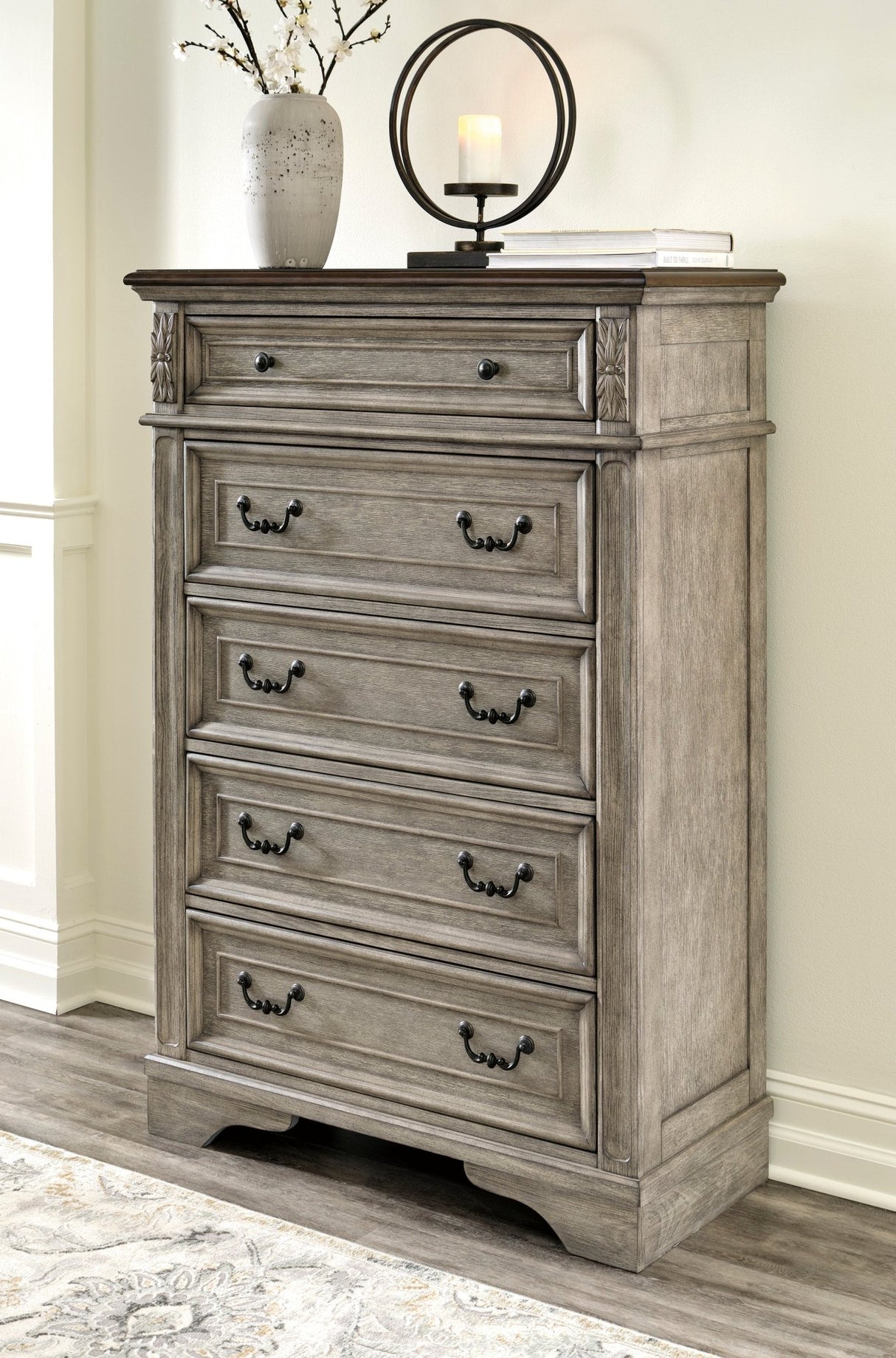 Ashley Antique Gray/Brown Lodenbay Five Drawer Chest - B751 - 46 - Home Elegance USA - 5