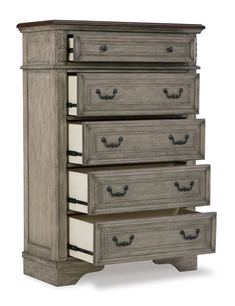 Ashley Antique Gray/Brown Lodenbay Five Drawer Chest - B751 - 46 - Home Elegance USA - 3