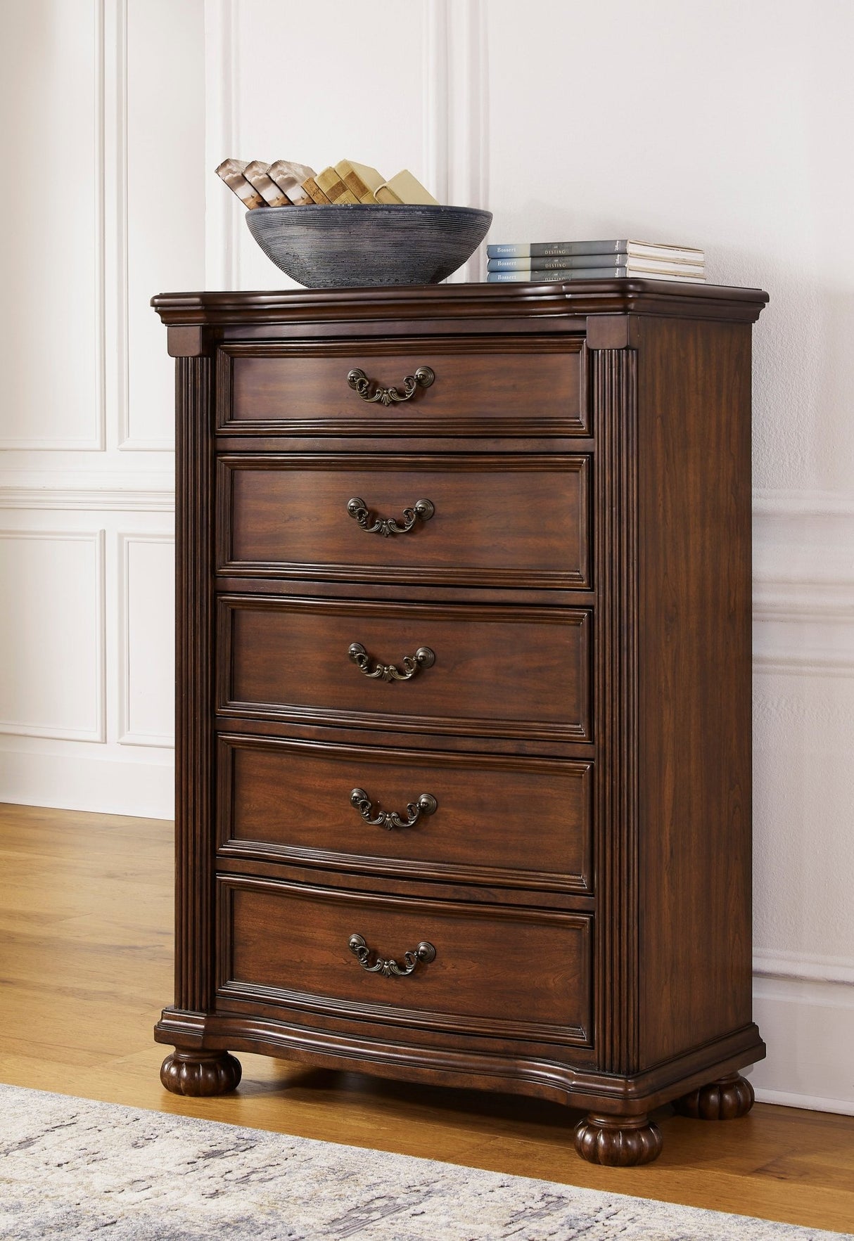 Ashley Brown Lavinton Five Drawer Chest | Home Elegance USA