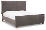 Ashley Weathered Gray Krystanza B766B6 Queen Upholstered Panel Bed - B766B6 - Home Elegance USA - 1