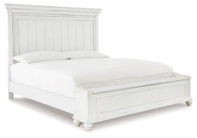 Ashley Whitewash Kanwyn B777B9 King Panel Bed with Storage Bench - B777B9 - Home Elegance USA - 1