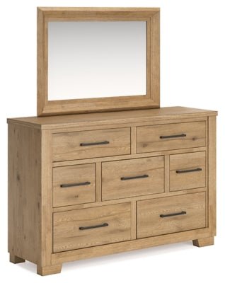 Ashley Light Brown Galliden B841B1 Dresser and Mirror | Home Elegance USA