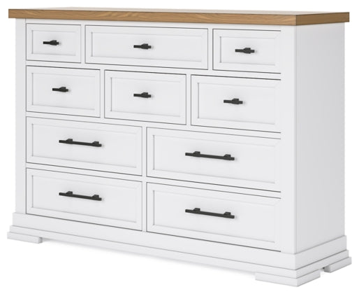 Ashbryn Dresser with 10-Drawer in White/Natural | Ashley