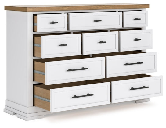 Ashbryn Dresser with 10-Drawer in White/Natural | Ashley