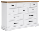 Ashbryn Dresser with 10-Drawer in White/Natural | Ashley