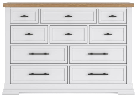 Ashbryn Dresser with 10-Drawer in White/Natural | Ashley
