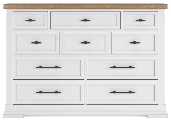 Ashbryn Dresser with 10-Drawer in White/Natural | Ashley