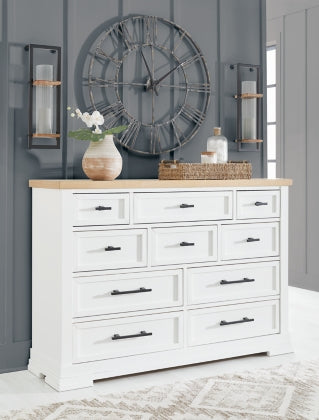 Ashbryn Dresser with 10-Drawer in White/Natural | Ashley