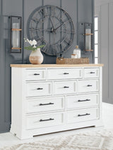 Ashbryn Dresser with 10-Drawer in White/Natural | Ashley