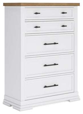 Ashley White/Natural Ashbryn Five Drawer Chest | Home Elegance USA