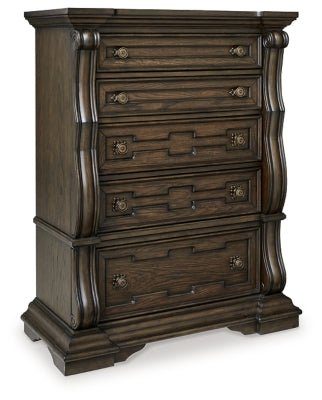 Ashley Dark Brown Maylee Five Drawer Chest | Home Elegance USA