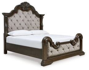 Ashley Dark Brown Maylee B947B4 King Upholstered Bed | Home Elegance USA