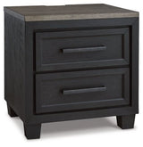 Ashley Black/Brown Foyland Two Drawer Night Stand | Home Elegance USA