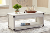 Bayflynn Casual Lift-Top Coffee Table in Whitewash by Ashley Furniture Ashley Furniture