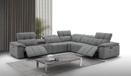 Beaumont Genuine Leather Sectional Sofa with Power Recliners – Dark Gray or Light Gray - sold by Home Elegance USA