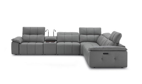 Beaumont Genuine Leather Sectional Sofa with Power Recliners – Dark Gray or Light Gray - sold by Home Elegance USA