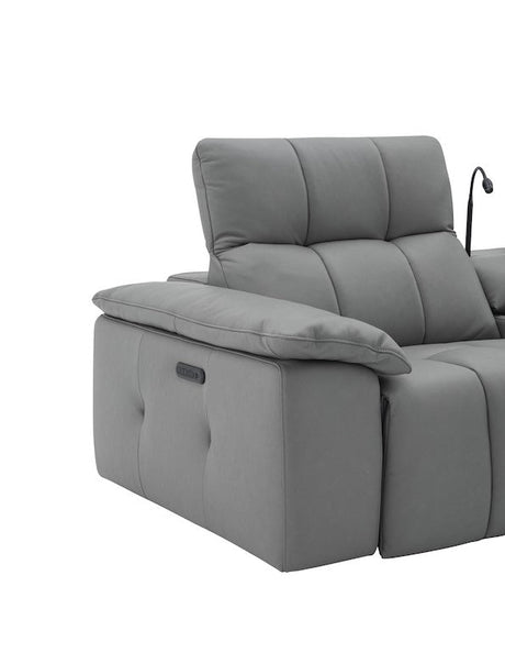 Beaumont Genuine Leather Sectional Sofa with Power Recliners – Dark Gray or Light Gray - sold by Home Elegance USA