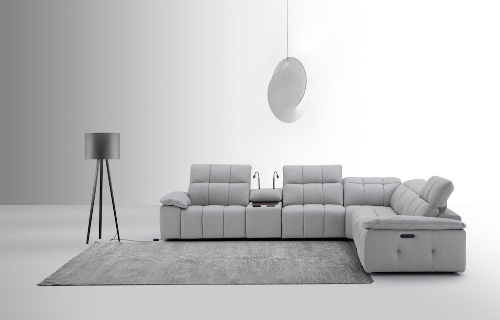 Beaumont Genuine Leather Sectional Sofa with Power Recliners – Dark Gray or Light Gray - Home Elegance USA
