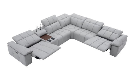 Beaumont Genuine Leather Sectional Sofa with Power Recliners – Dark Gray or Light Gray - sold by Home Elegance USA
