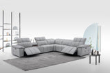 Beaumont Genuine Leather Sectional Sofa with Power Recliners – Dark Gray or Light Gray - Home Elegance USA