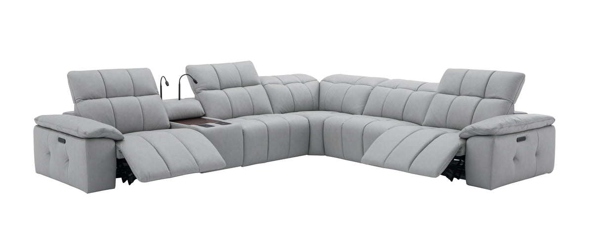 Beaumont Genuine Leather Sectional Sofa with Power Recliners – Dark Gray or Light Gray - Home Elegance USA