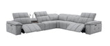 Beaumont Genuine Leather Sectional Sofa with Power Recliners – Dark Gray or Light Gray - Home Elegance USA