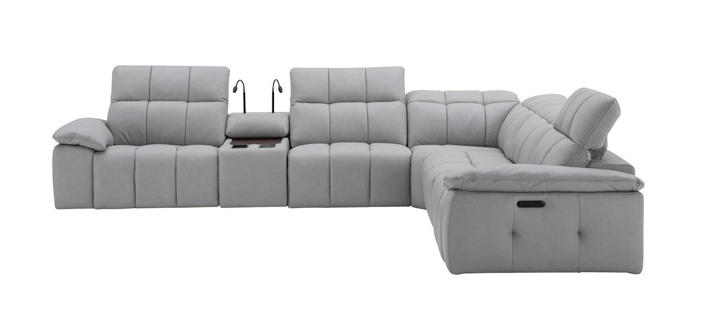Beaumont Genuine Leather Sectional Sofa with Power Recliners – Dark Gray or Light Gray - Home Elegance USA