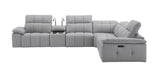 Beaumont Genuine Leather Sectional Sofa with Power Recliners – Dark Gray or Light Gray - Home Elegance USA