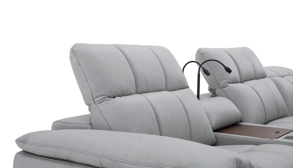 Beaumont Genuine Leather Sectional Sofa with Power Recliners – Dark Gray or Light Gray - Home Elegance USA