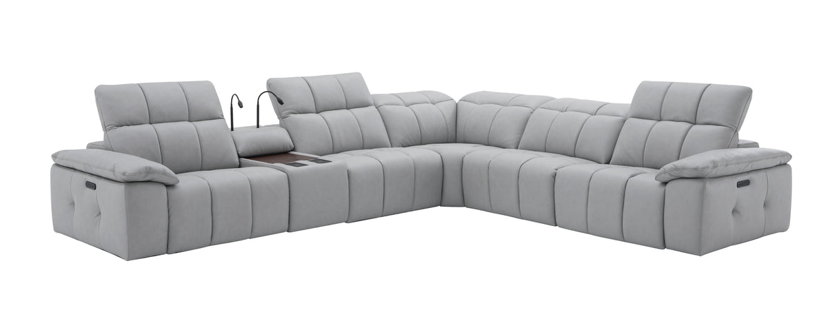 Beaumont Genuine Leather Sectional Sofa with Power Recliners – Dark Gray or Light Gray - Home Elegance USA