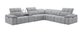 Beaumont Genuine Leather Sectional Sofa with Power Recliners – Dark Gray or Light Gray - Home Elegance USA