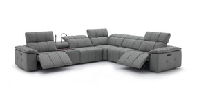 Beaumont Genuine Leather Sectional Sofa with Power Recliners – Dark Gray or Light Gray - sold by Home Elegance USA