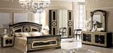 Aida 5 Piece Bedroom Queen Panel Bed Set In Black-Gold - Aidabedq.Sblack-Gold-5Set | ESF - Home Elegance USA