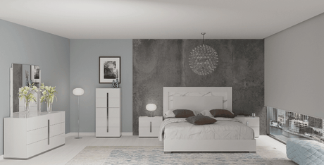 Carrara Queen Size Bed W/Light In White - Carrarabedqs | ESF