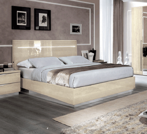 Camelgroup Italy Legno King Size Bed With Led Ivory Betullia Sabbia - Platinumksbeige | ESF