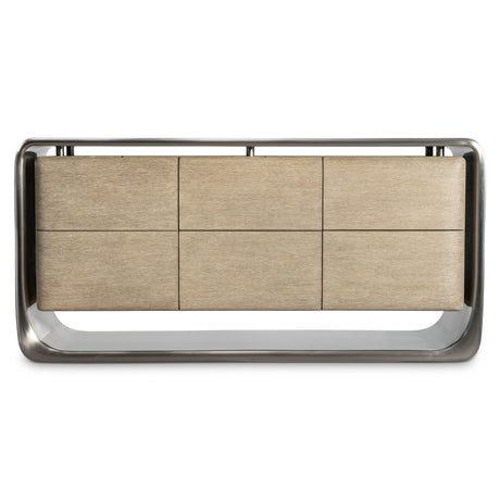 Bernhardt Lomond Modern 6 Drawer Dresser in Tarnished Nickel & Trevin Oak – 347050
