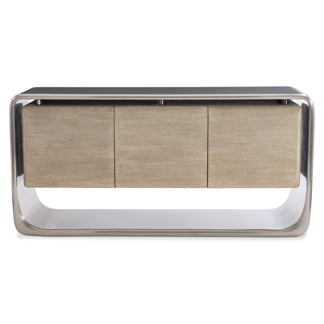 Bernhardt Lomond Buffet in Tarnished Nickel & Trevin Oak – Modern 3 Door Sideboard