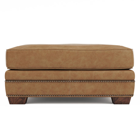Grandview Leather Sectional K1851 by Bernhardt | Spring Down Cushions & Nailhead Trim