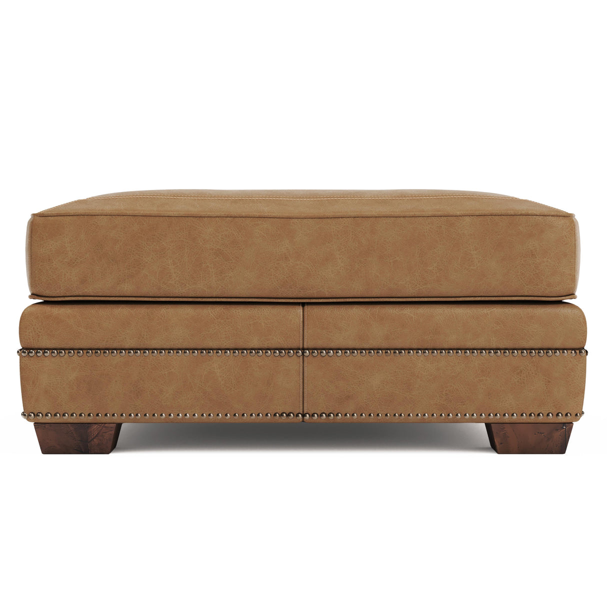 Grandview Leather Sectional K1851 by Bernhardt | Spring Down Cushions & Nailhead Trim