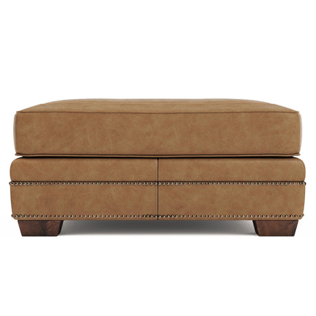 Grandview Leather Sectional K1851 by Bernhardt | Spring Down Cushions & Nailhead Trim