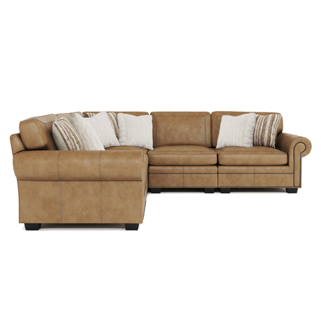 Grandview Leather Sectional K1851 by Bernhardt | Spring Down Cushions & Nailhead Trim