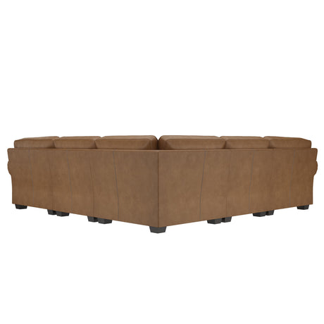 Grandview Leather Sectional K1851 by Bernhardt | Spring Down Cushions & Nailhead Trim