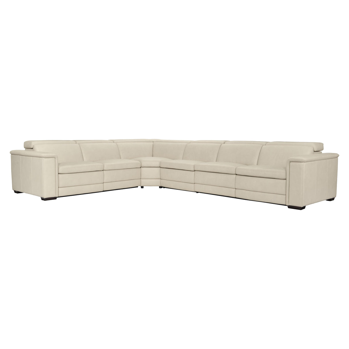 Bernhardt Lioni Leather Power Motion Sectional – White/Cream Leather with Power Headrests & Footrests