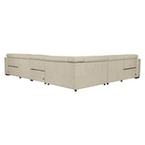 Bernhardt Lioni Leather Power Motion Sectional – White/Cream Leather with Power Headrests & Footrests