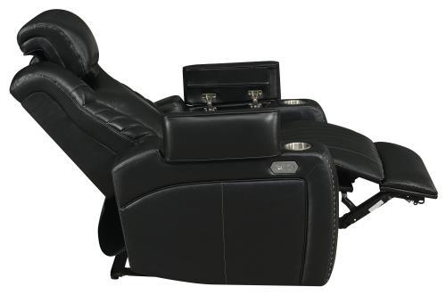 Bismark Dual Power Recliner With Storage Armrest Black by Coaster Furniture