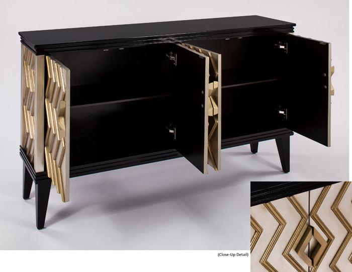 Black with Old World Silverleaf/goldleaf Finish Cabinet 1973-S with optional Wall Mirror by Artmax Artmax Furniture